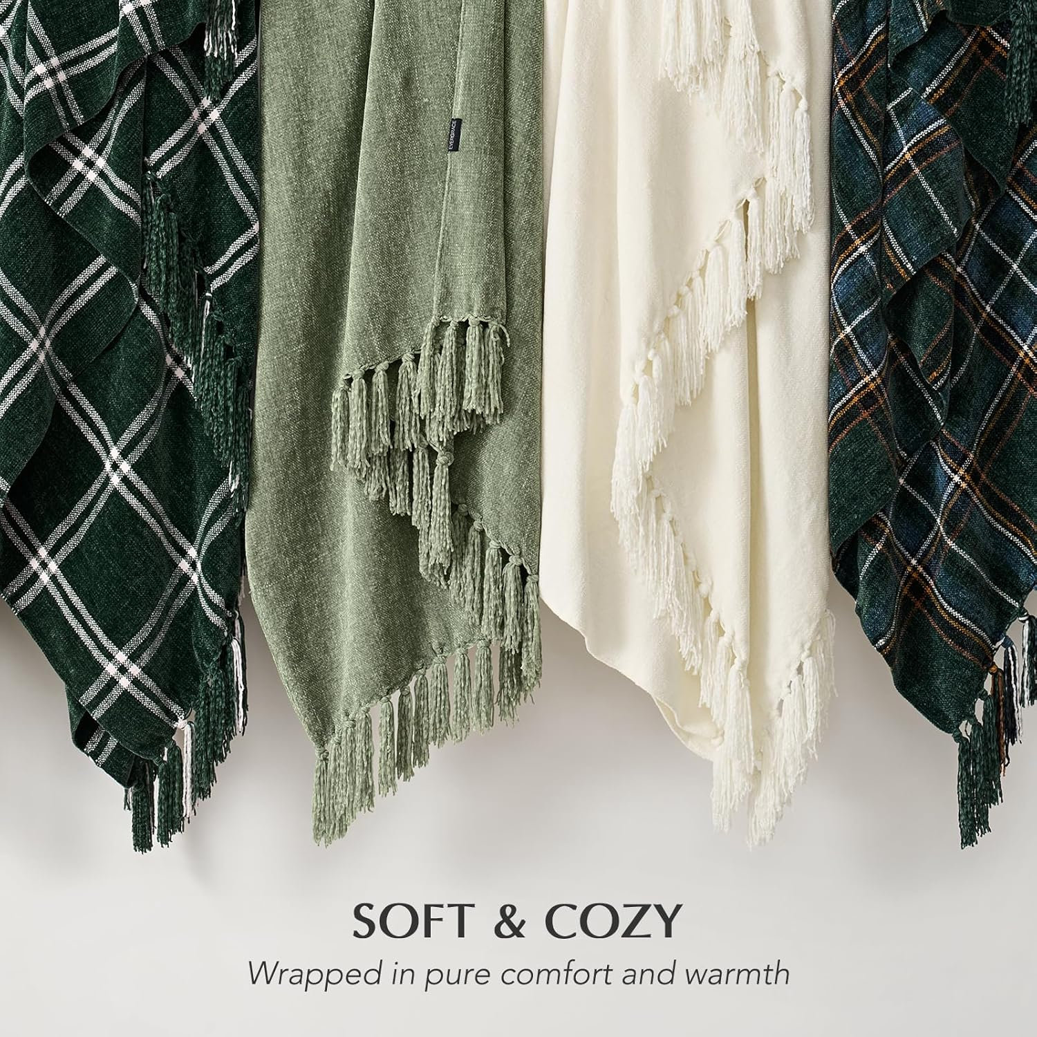 Chenille Throw Blanket, 60" L x 50" W, Sage Green