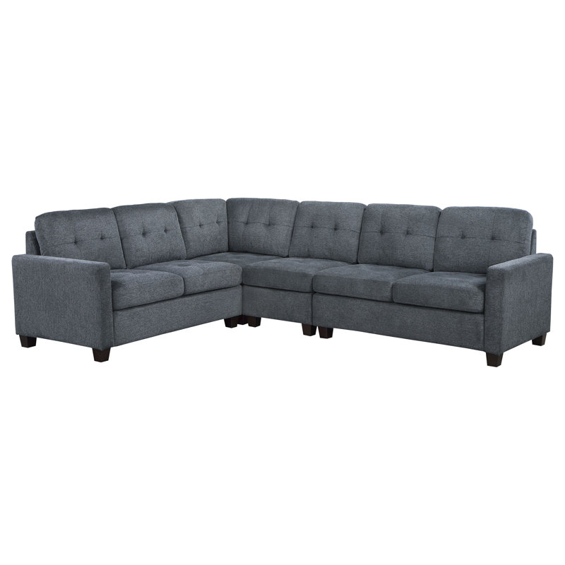 Artisanat de qualité supérieure - Canapé modulaire rembourré 4 pièces Tereza gris acier, Tissu gris