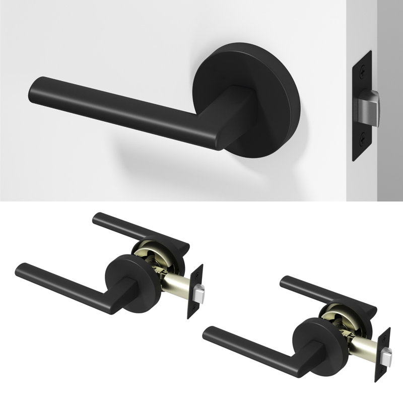 Levier de porte de passage Brio de style moderne dissimulé pour (couloir et garde-robe) - style minimaliste élégant en noir mat