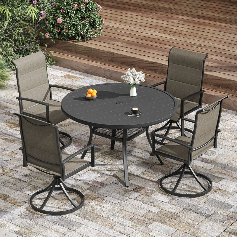 Ensemble repas extérieur pour 4 personnes, Brun / Noir