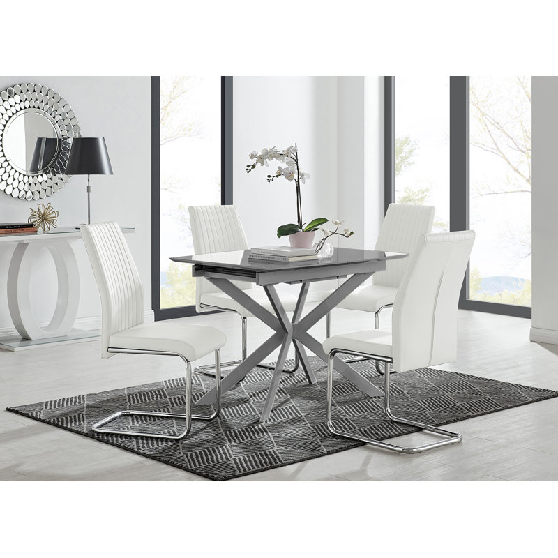 Tierra 4 - Person Dining Set, White, 75H x 100W x 80D
