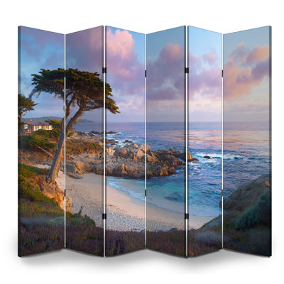 Cloison pliante 6 panneaux Royal Seascape Bay arbres Sunset California