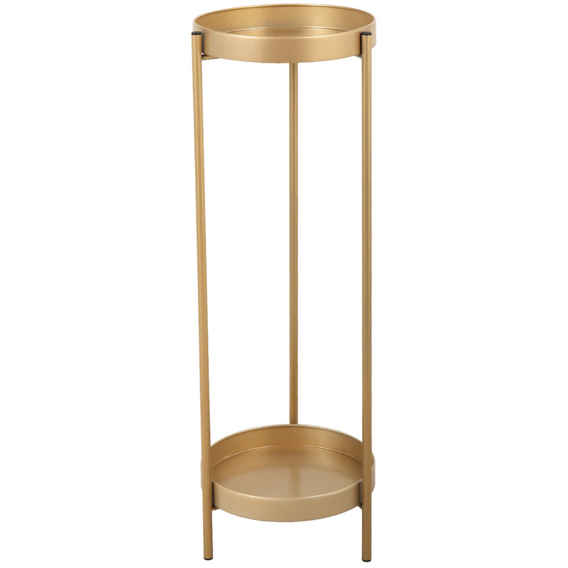 Support moderne pour 2 plantes pliables en métal doré, pour diverses utilisations intérieures et extérieures en métal doré, décoration robuste