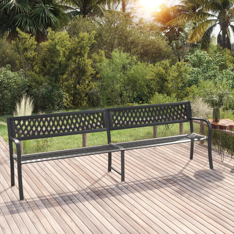 Banc de jardin en acier Zailey, Noir, H 29,9 po x l 93,3 po x P 20,1 po
