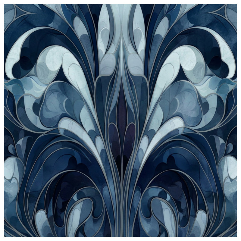 Tapisserie murale décorative bleue - Décoration murale ornement, H 68 po x l 80 po avec 4 œillets
