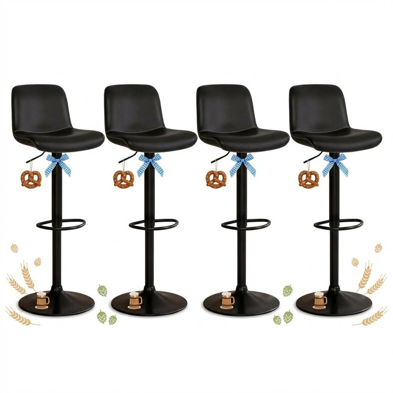 Swivel Adjustable Height Bar Stool, Black, 4