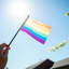 Drapeau imprimé à main arc-en-ciel-37601697