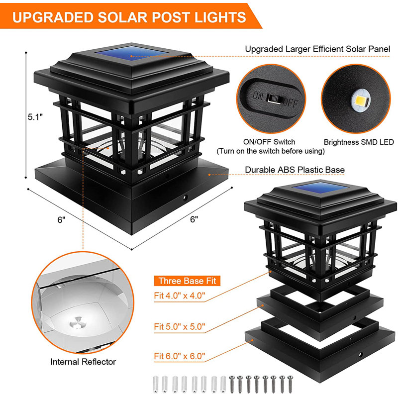Tannis Solar Powered Integrated LED Fence Post Cap Light