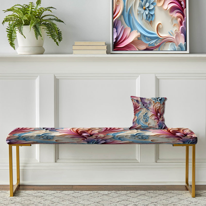 Banc floral rembourré or, Pastel Elegant Flowers Delight