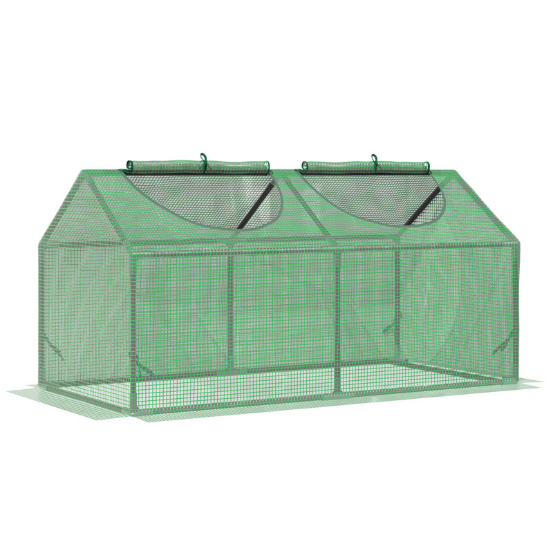 Outsunny 4' X 2' X 2' Portable Mini Greenhouse, Small Green House With PE Cover, Roll-Up Zippered Windows For Indoor, Outdoor Garden, Green
