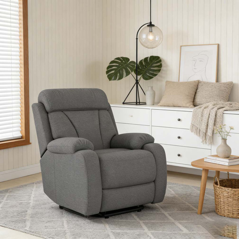 Fauteuil inclinable électrique Power Lift, Snowflake Velvet Fabric, Gris foncé