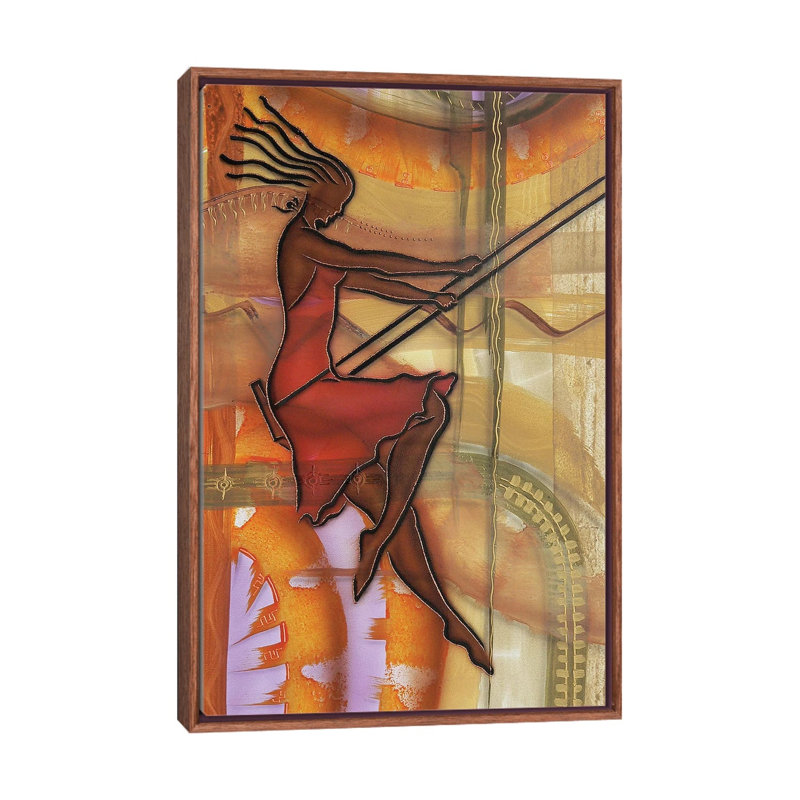 «Carefree» par Fred Odle - impression, Pas de tapis, H 26 po x l 18 po x 1,5 po, Toile avec cadre en bois brun classique
