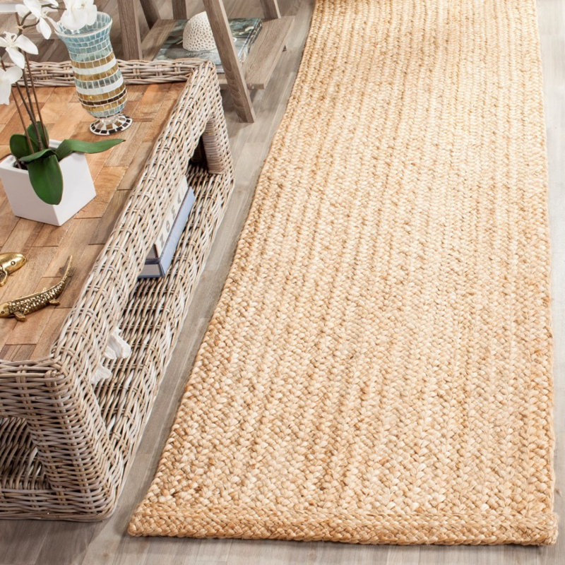 Tapis naturel en jute / sisal tissé à plat à la main Auckland, Tapis de couloir 2 pi 6 po x 6 pi