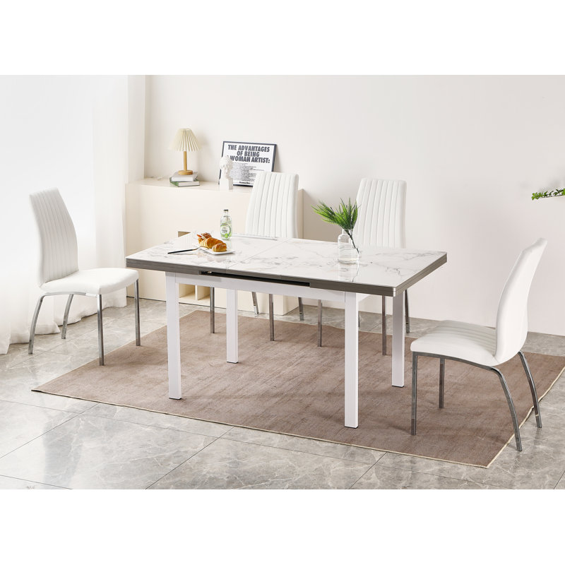 Jade Extending Dining Table With 4 Modalux Chairs, White