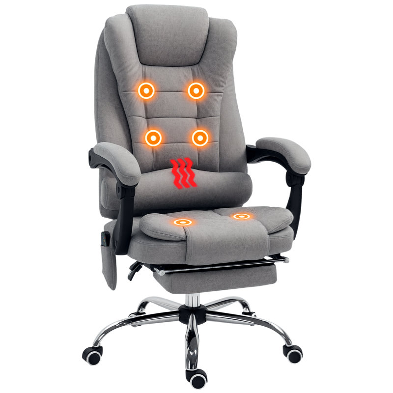 Barkett Upholstered Executive Chair with Massage Feature, Grey, Microfiber / Microsuede
