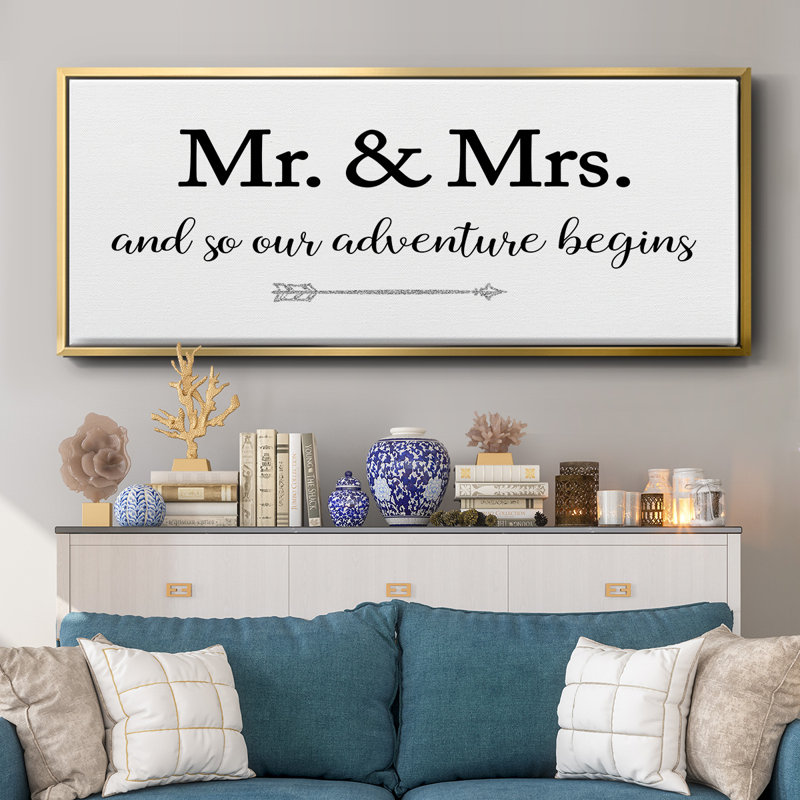 Mr. and Mrs.- Framed Canvas, 24" H x 60" W