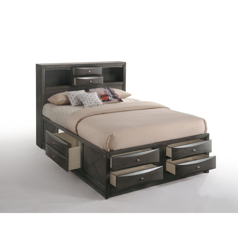 Ellisson Standard Bed with Drawers, Queen, Gray