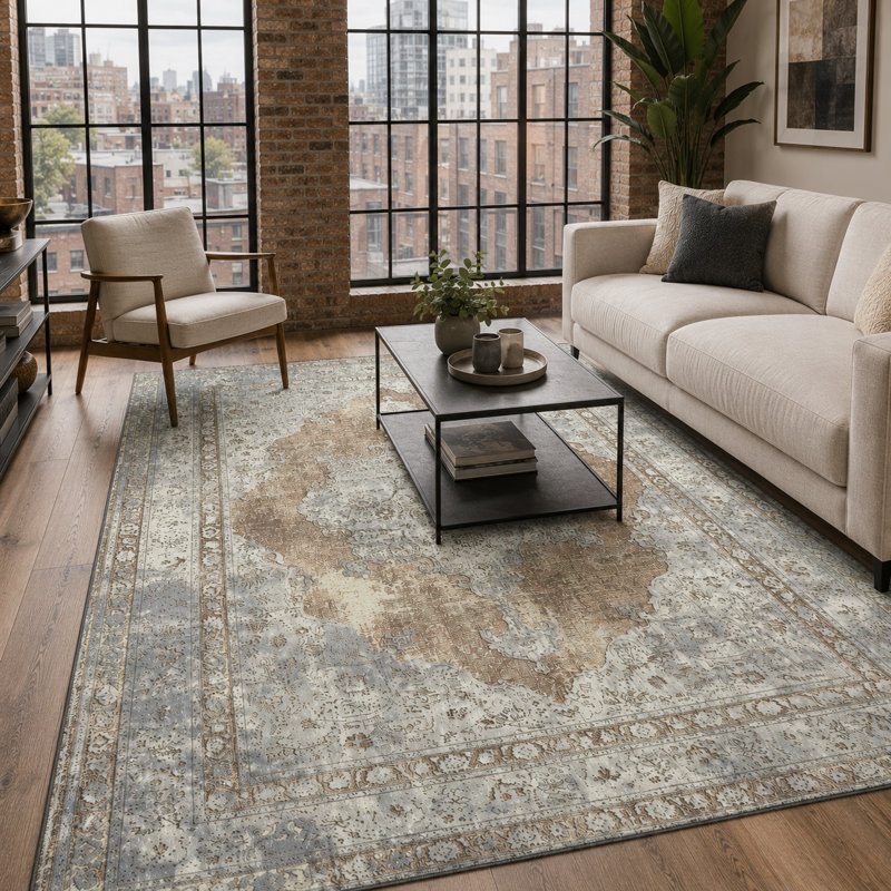 Vintage Look Cotton and Chenille Flatweave Area Rug, 100 x 200 cm