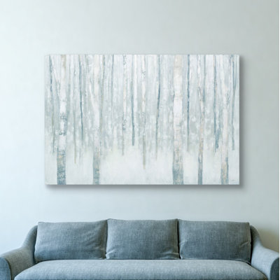 «Birches In Winter Blue» par Julia Purinton, art mural sur toile