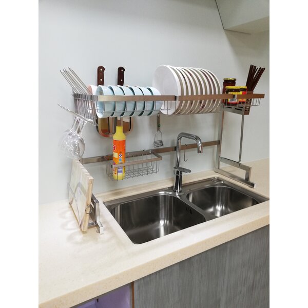 Stainless Steel Over The Sink Dish Rack POPLARBOX Finish: Stainless Steel, Size: 20.5 H x 34.6 W x 12.6 D