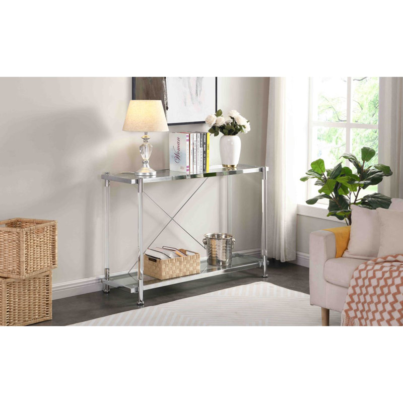 Console Lennie, Argent argent, H 31,5 po x l 43,3 po x P 13,78 po