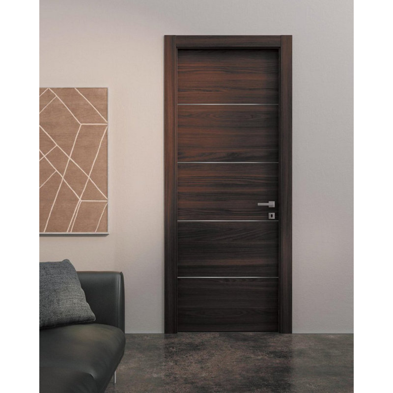 Porte standard en bois massif Planum, 18 po x 80 po, Frêne chocolat