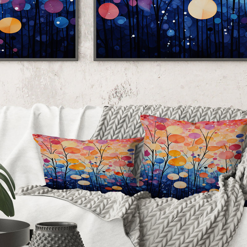 Coussin multicolore abstrait Symphony I - Abstract Botanicals