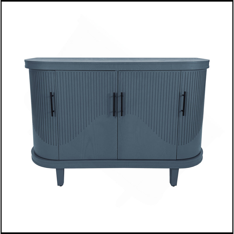Armoire-bar moderne avec console de rangement moderne en bois de 47,2 pouces avec 4 portes et tablettes intérieures réglables pour le salon, la cuisine, la chambre à coucher et le couloir (bleu)
