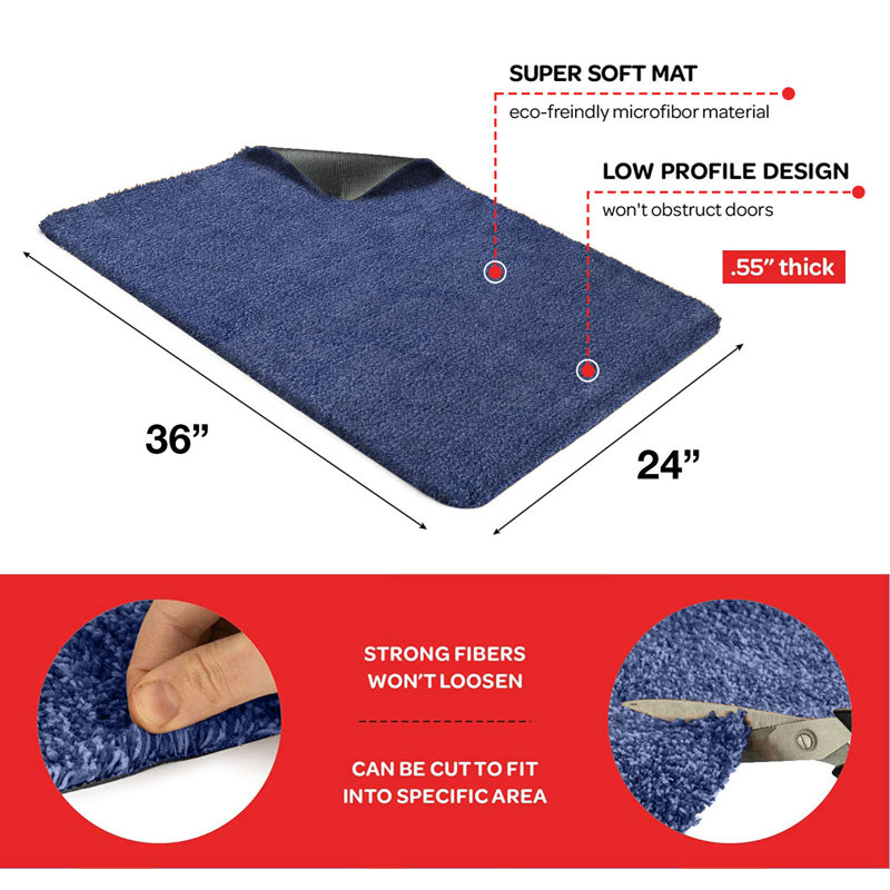 Blue Non-Slip Outdoor Doormat with Highly Absorbent Fibers