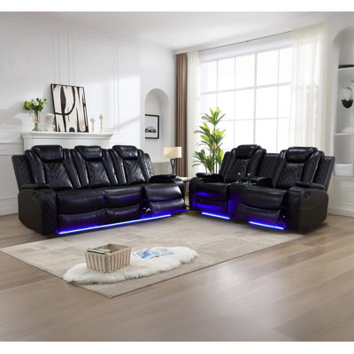 2 Piece Power Reclining Breathing Faux Leather With Led Light Living Room Set by Ivy Bronx