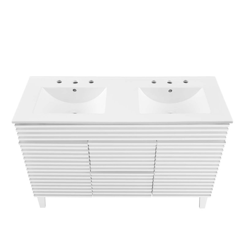 Render White 48" Double Sink Freestanding Bathroom Vanity