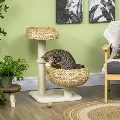 72cm Cat Tree with 2 Beds, Scratching Post, and Toy Ball for Indoor Cats
