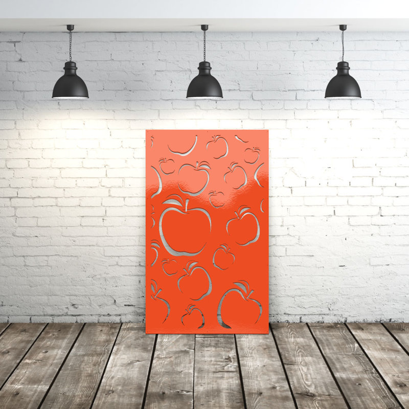 Apple Aluminum Laser-Cut Privacy Screen Panel  – Powder-Coated Outdoor Metal Wall Art, Decorative Garden Fence Privacy Divider