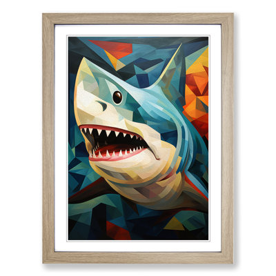 Shark Cubism Art - Framed Print