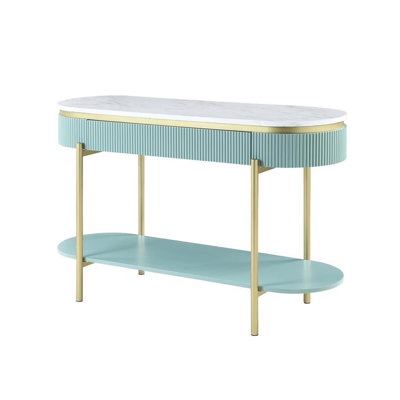 Table de canapé l 47,6 po Glam, bleu sarcelle clair