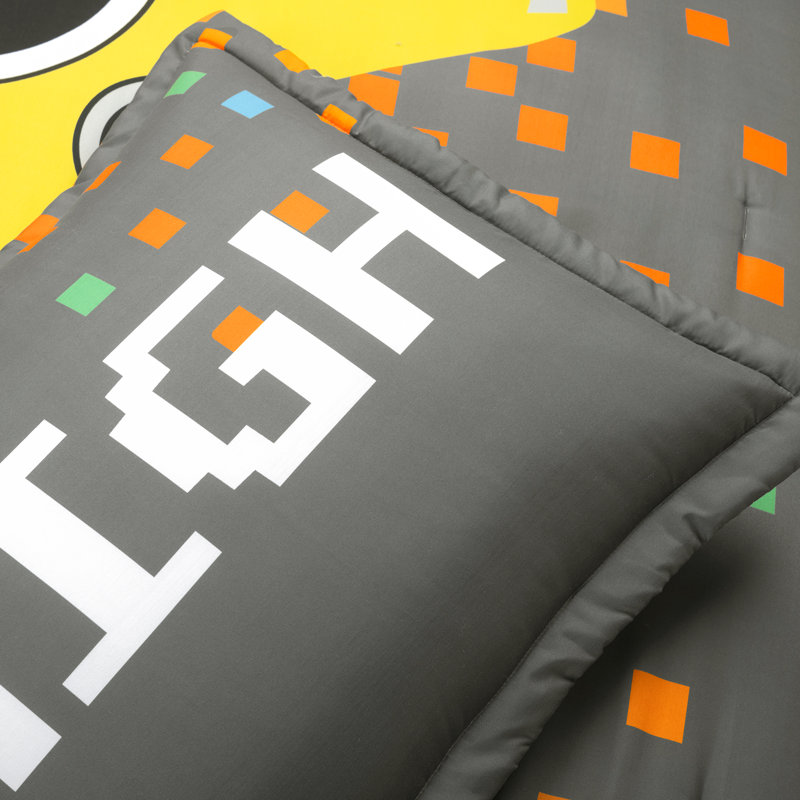 Gray and Yellow Twin Reversible Video Game Comforter Set
