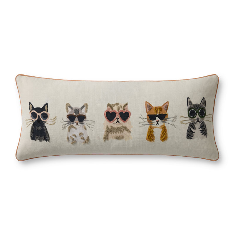 Rifle Paper Company x Loloi Cool Cats Decorative Pillow, Down Blend