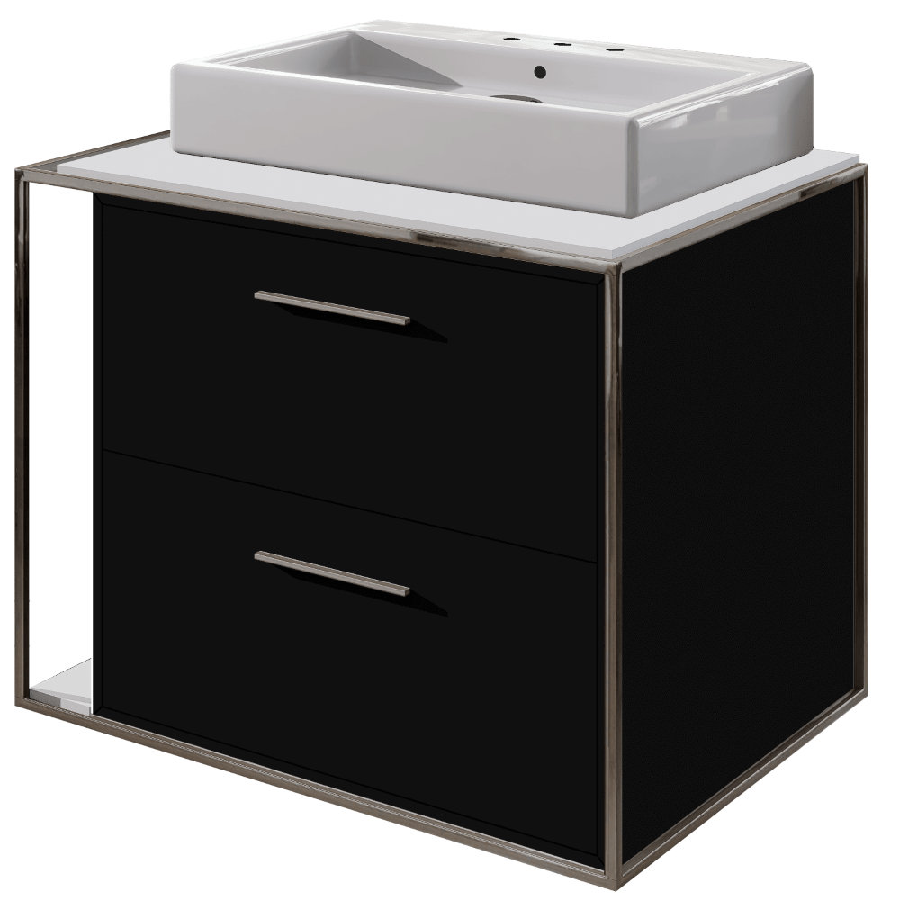 Linea 24'' Single Bathroom Vanity, Cloud, Polished Stainless Steel, 8" Widespread