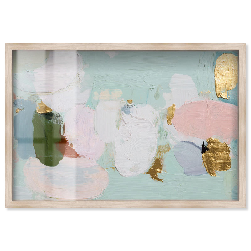 «Blush and Gold Shadowbox Print Living Room» par Art Remedy, cadre blond, 36 x 24, H 25 po x l 37 po, Cadre blond