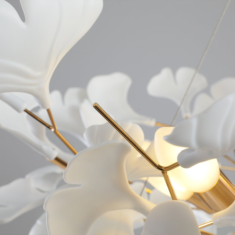 Lustre en ginkgo à 6 lumières Miljana, Or