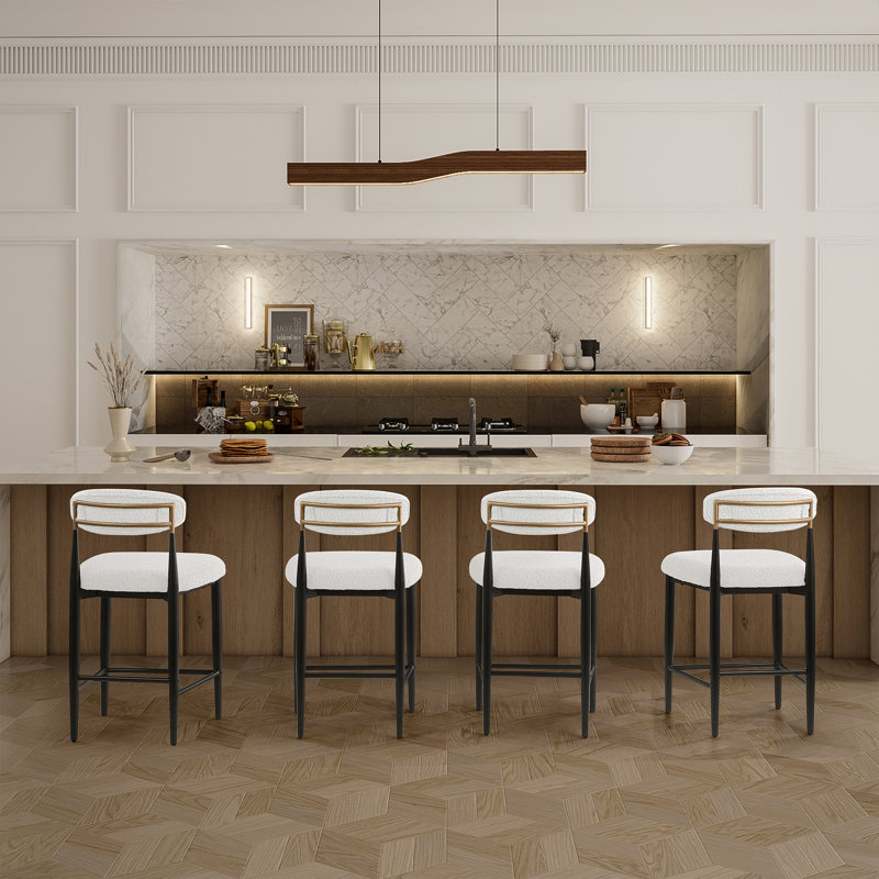 4-Piece Boucle Upholstered 25.8'' Counter Stool (Set Of 4)