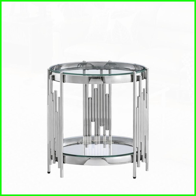 Table basse élégante en métal argenté pour le salon, facile à nettoyer, Clair, Argent argent
