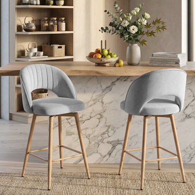 360°Swivel Upholstered Counter Stools with Backrest