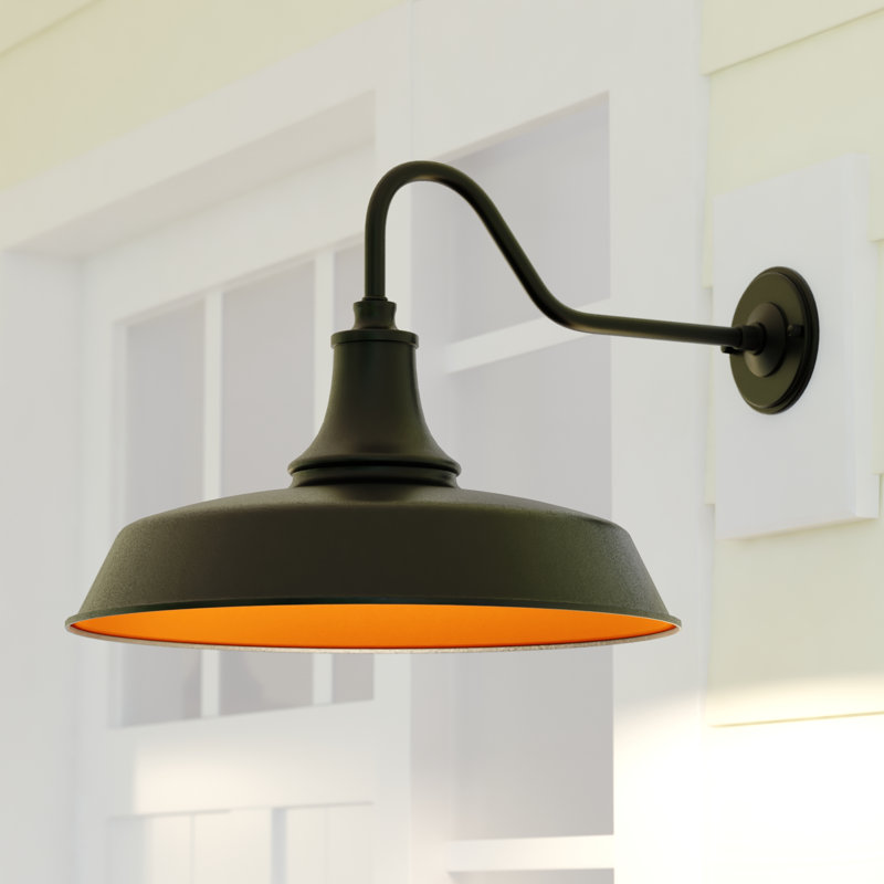 Luminaire de grange d'extérieur avec crépuscule à l'aube Gunnora, Bronze foncé, H 12,25 po x l 15 po x P 23 po