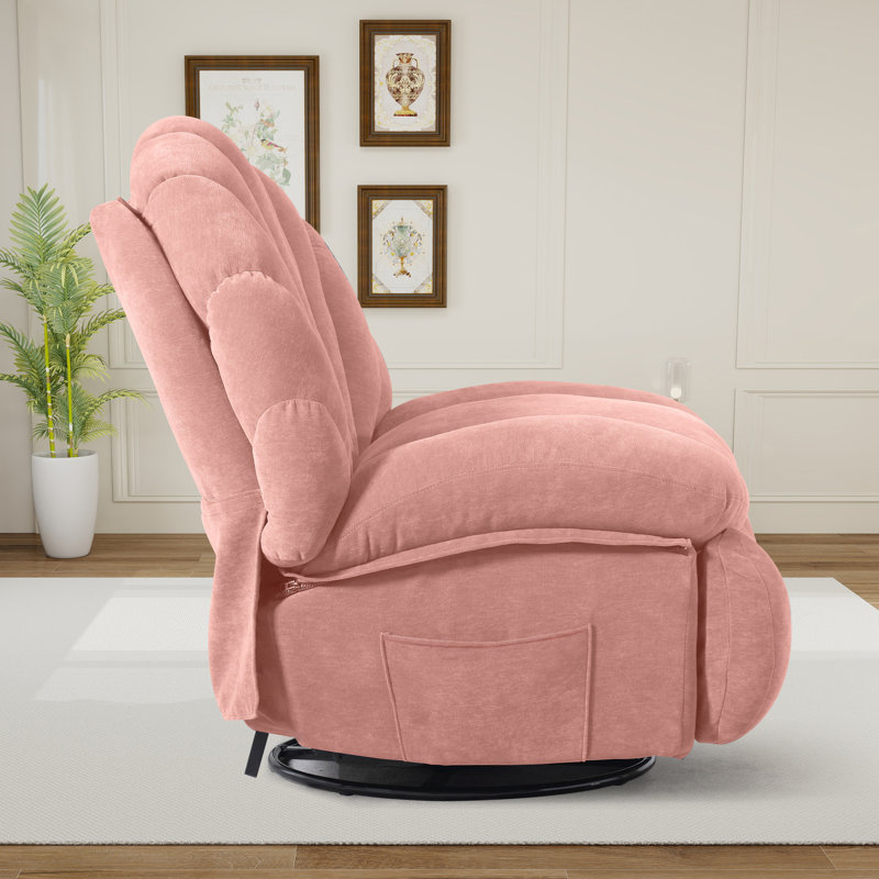 Fauteuil inclinable et pivotant large de style moderne, Rose, Manuel