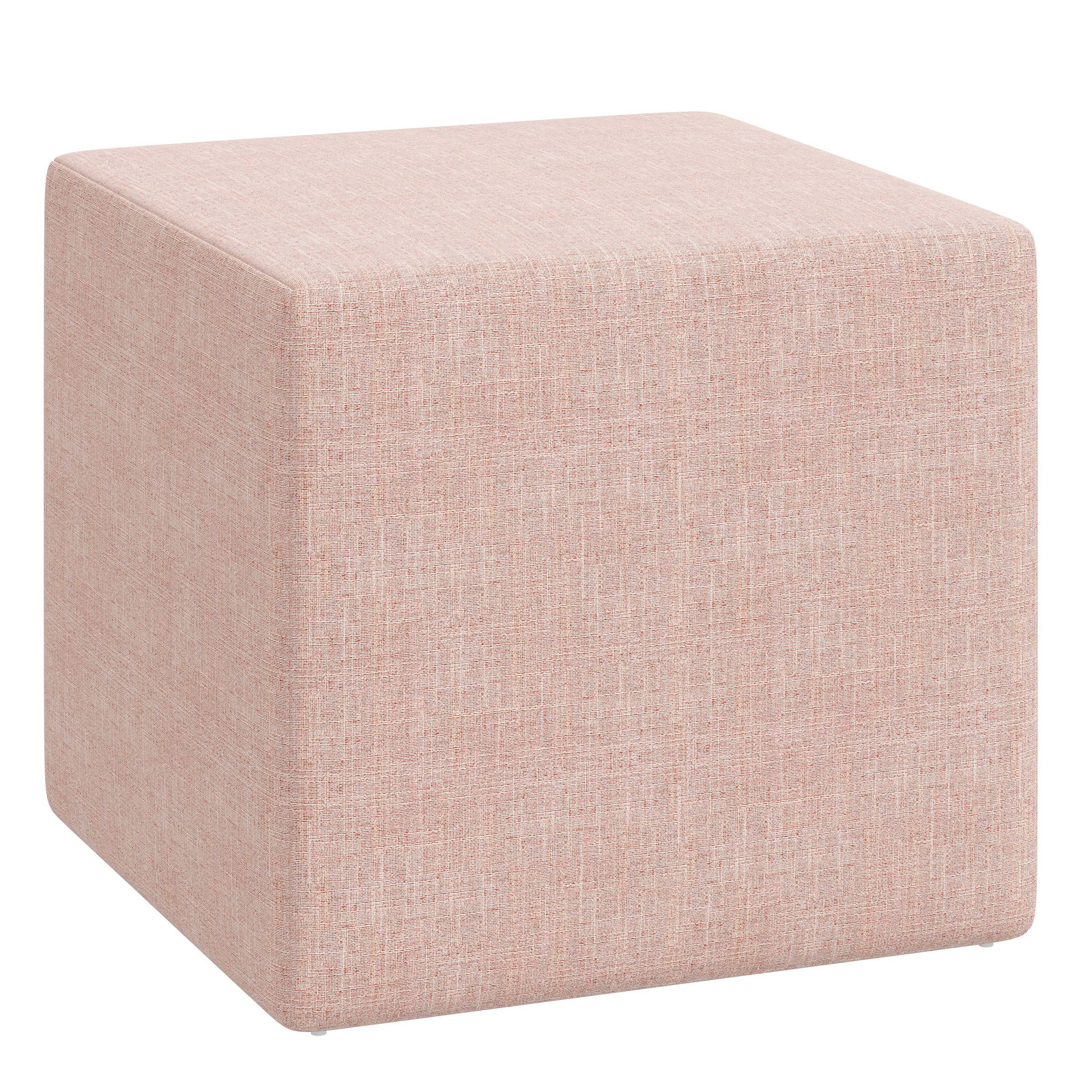 Bence Upholstered Ottoman, Zuma Rosequartz Textured Linen