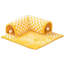 Grand tunnel de jeu pliable en peluche douce en forme de L pour chat, 72 x 64 cm, motif à carreaux, avec balle suspendue, cachette 2 en 1 pour jouer et se reposer, idéale pour les chats d'intérieur.