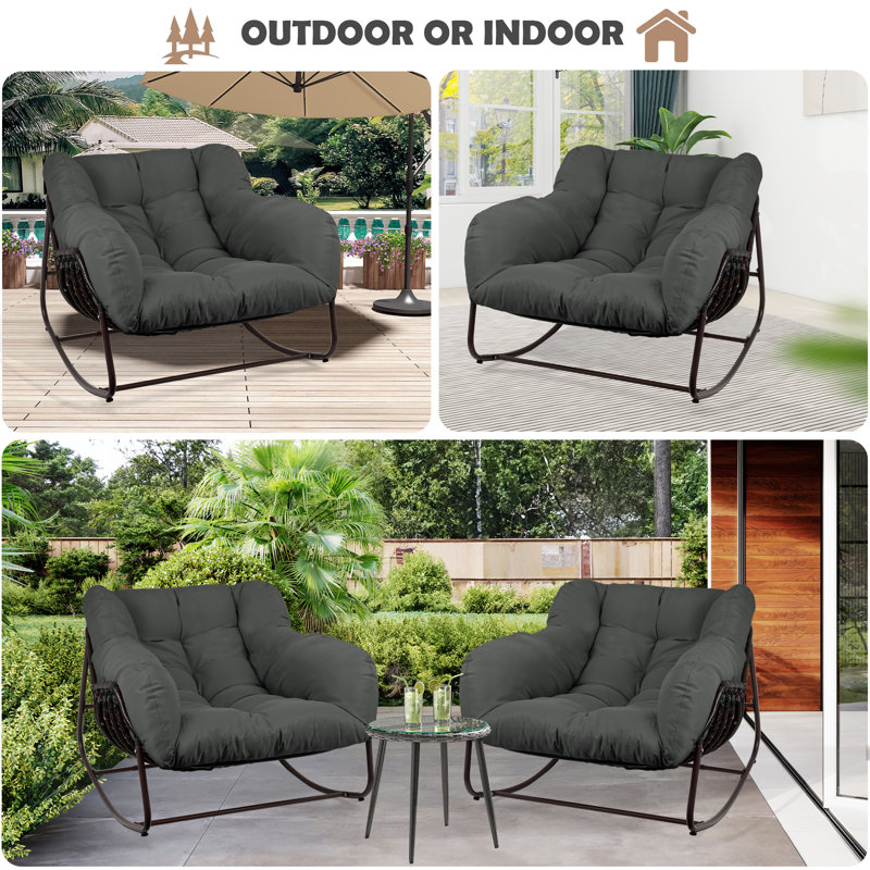 Chaise berçante d'extérieur en fer Luisang, Gris