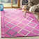Derose Geometric Handmade Tufted Wool Fuchsia Area Rug