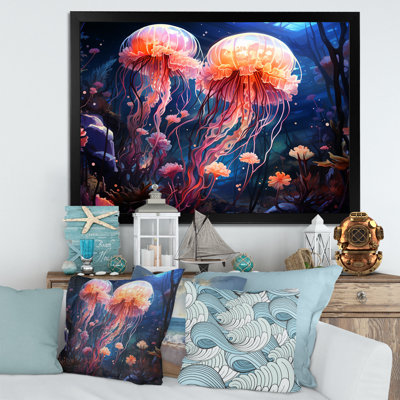 «Blue and Pink Jellyfish Dance II», reproduction sur toile